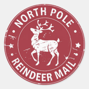 Noordpool Rendier Mail Kerstmis Ronde Sticker