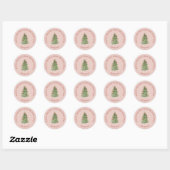 Noordpool Roze Meisjesachtige Kerstboom Cadeau Sti Ronde Sticker (Vel)