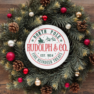 NOORDPOOL RUDOLPH SANTA SLEIGH KERSTMIS RONDE STICKER