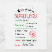 Noordpool Santa Kerstmis gepersonaliseerd Wijn Etiket (Enkel label)