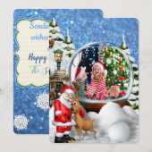 Noordpool Sneeuw Wereldbol Vakantie Groeten Aankondiging (Voorkant / Achterkant)