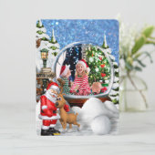 Noordpool Sneeuw Wereldbol Vakantie Groeten Aankondiging (Staand voorkant)