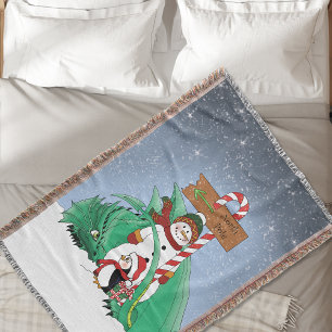 Noordpool Sneeuwman Draak Pinguïn Kerstmis Deken