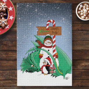 Noordpool Sneeuwman Draak Pinguïn Kerstmis Legpuzzel