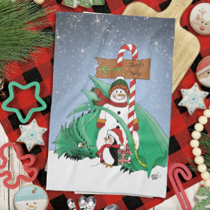 Noordpool Sneeuwman Draak Pinguïn Kerstmis Theedoek