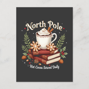 Noordpool warme cacao geserveerd dagelijkse kerst briefkaart