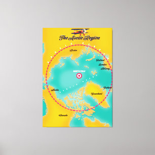 Noordpoolgebied noordpoolkaart canvas afdruk