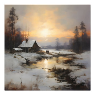 Noords winterlandschap foto afdruk