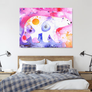 Noordse beer in waterverf canvas afdruk