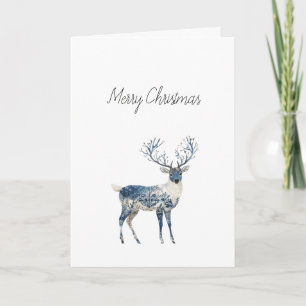 Noordse Blauwe Witte Herten Kerst Kaart