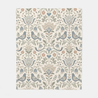 Noordse bloemen en vogels Scandinavische zachte kl Fleece Deken