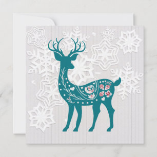  Noordse Elk met Snowflakes personaliseren Feestdagenkaart