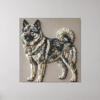 Noordse Elkhound Natuurlijke Kiezelsteen Mozaïek M Canvas Afdruk