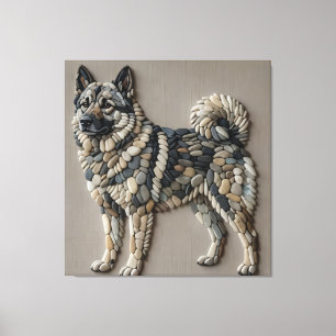 Noordse Elkhound Natuurlijke Kiezelsteen Mozaïek M Canvas Afdruk
