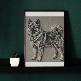 Noordse Elkhound Natuurlijke Kiezelsteen Mozaïek M Poster