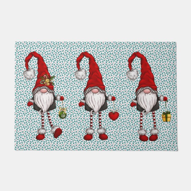 Noordse Gnomen Mistletoe Patroon Deurmat (Voorkant)