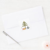 Noordse kerstfeest Scandi kerstboom Vierkante Sticker (Envelop)