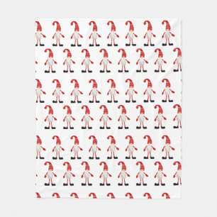 Noordse Kerstkabouters Cartoon Patroon Rood Grijs Fleece Deken