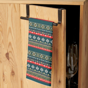 Noordse kerstpatroon theedoek