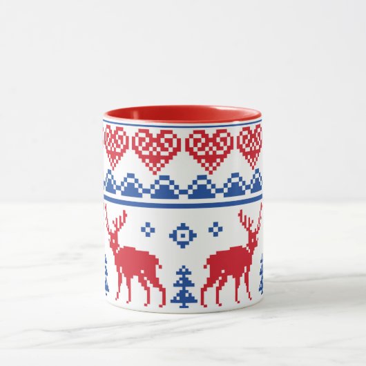 Noordse kerstrendierpatroonpatronen mok (Midden)