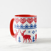 Noordse kerstrendierpatroonpatronen mok (Voorkant links)