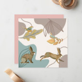 Noordse konijnen en vogels leeg notitiekaartje (Voorkant / Achterkant in situ)