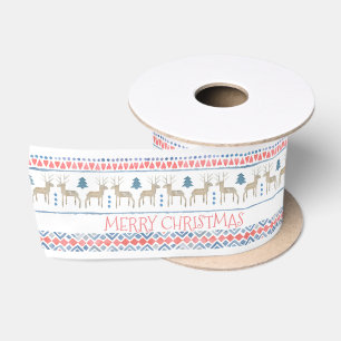 Noordse rendier Fairisle Prettig kerstfeest Lint