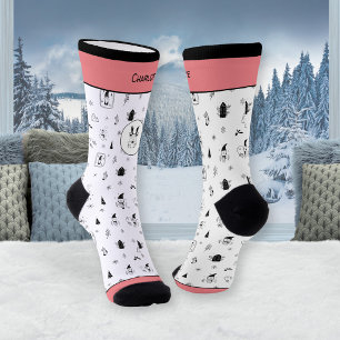 Noordse Roze Winterkabouters Rendier Kerst Sokken