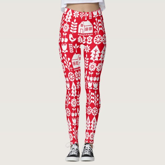 Noordse Scandinavische Kerstmis Leggings (Voorkant)