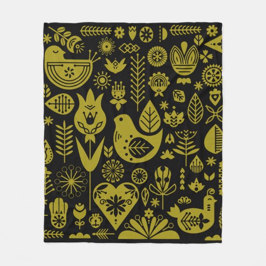 Noordse Scandinavische volkskunst Fleece Deken (Voorkant)