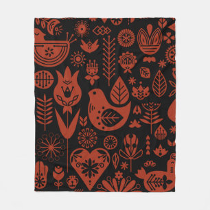 Noordse Scandinavische volkskunst Fleece Deken