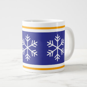 Noordse sneeuwvlokken diepblauw oranje witte strep extra grote beker