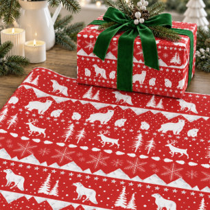 Noordse trui wit winterdieren feestdagen rood cadeaupapier
