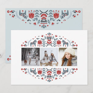 Noordse volks kunst   Kerstvakantie Multi Foto Feestdagenkaart