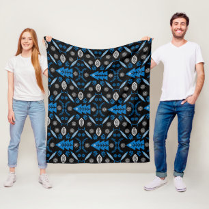 Noordse volkskunst vis fleece deken
