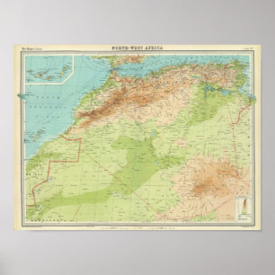 Noordwest-Afrika met scheepvaartroutes Poster