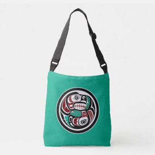 Noordwest-Pacifische kust Otter Chasing Salmon Crossbody Tas