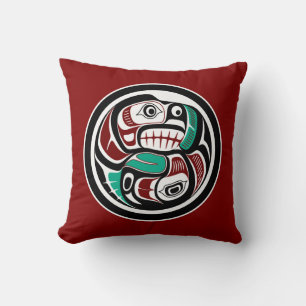 Noordwest-Pacifische kust Otter Chasing Salmon Kussen