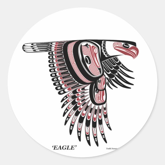 Noordwestkust Native Eagle Ronde Sticker (Voorkant)