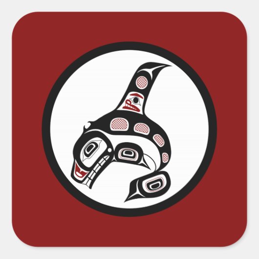 Noordwestkust van de Stille Oceaan Haida art Kille Vierkante Sticker (Voorkant)