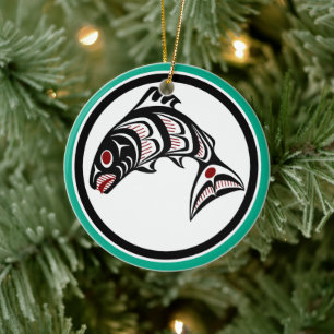 Noordwestkust van de Stille Oceaan Haida art Salmo Keramisch Ornament