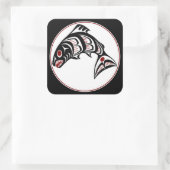 Noordwestkust van de Stille Oceaan Haida art Salmo Vierkante Sticker (Tas)