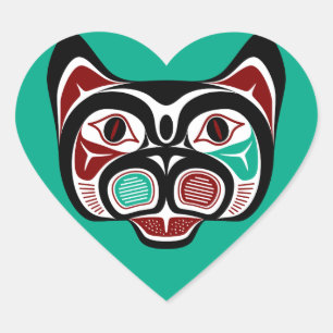 Noordwestkust van de Stille Oceaan Haida Kat Hart Sticker