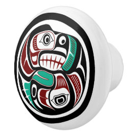 Noordwestkust van de Stille Oceaan Otter die zalm  Keramische Knop