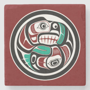 Noordwestkust van de Stille Oceaan Otter die zalm  Stenen Onderzetter