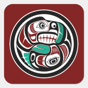 Noordwestkust van de Stille Oceaan Otter die zalm  Vierkante Sticker