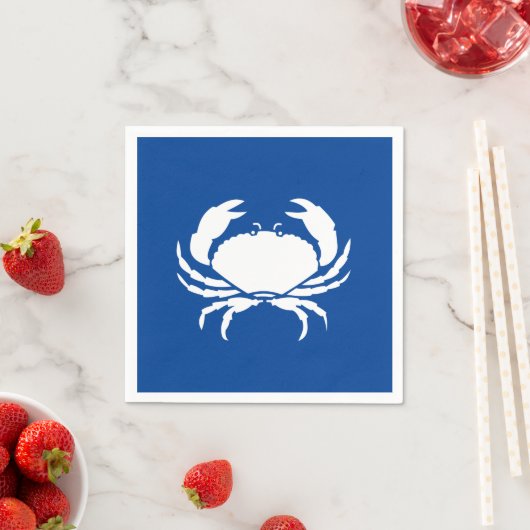 Noordzeekrabblauw wit kustpapier servetten (Insitu)