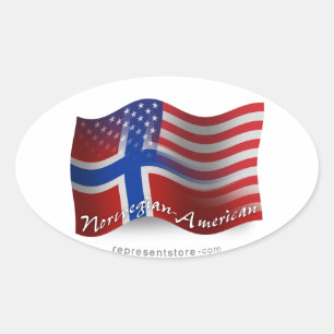 Noors-Amerikaanse golfvlag Ovale Sticker