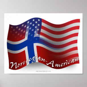 Noors-Amerikaanse golfvlag Poster