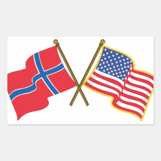 Noors-Amerikaanse vlaggen Rechthoekige Sticker (Voorkant)